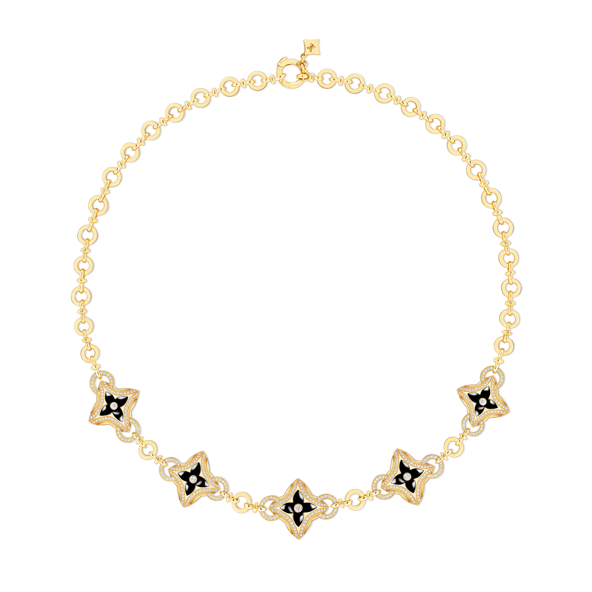 Ever Blossom Necklace, Yellow Gold, Onyx & Diamonds - Jewelry
